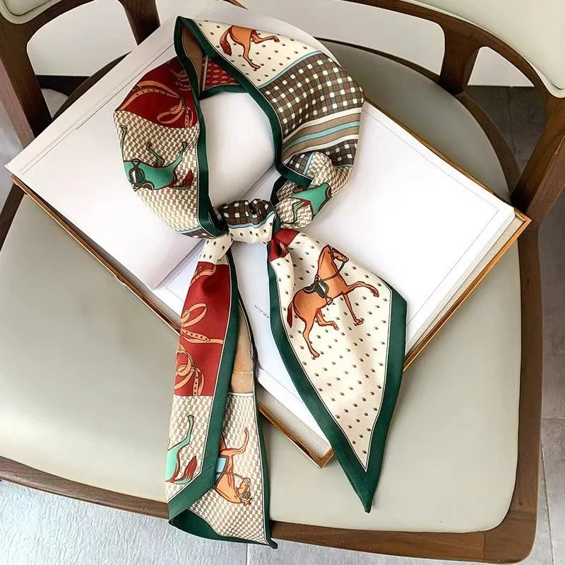 Horse Pattern Long Silk Scarf