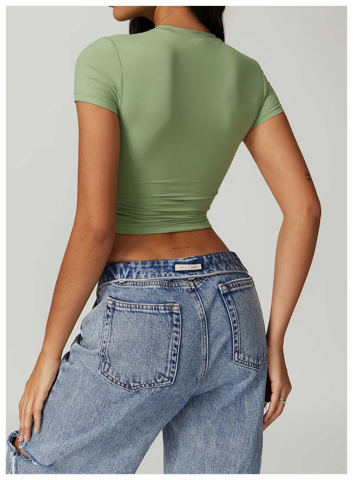 Nylon Short Sleeve True-To-Size Fit Crop Top