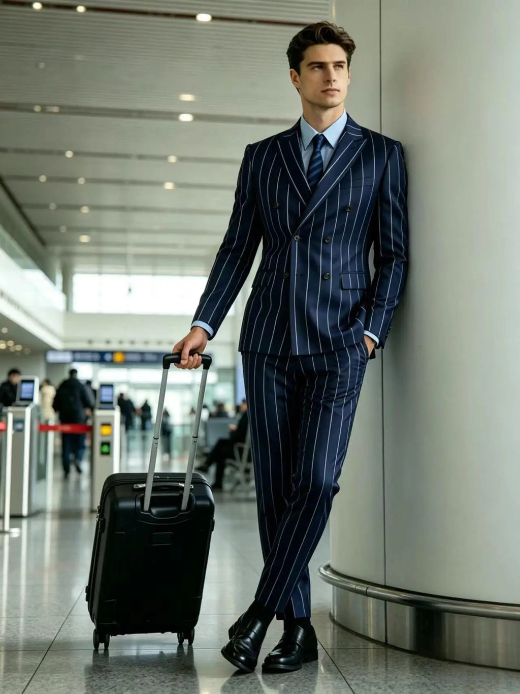 Pinstripe Double-Breasted Slim Tuxedo
