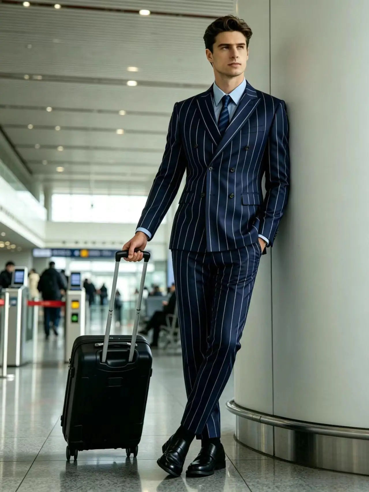 Pinstripe Double-Breasted Slim Tuxedo