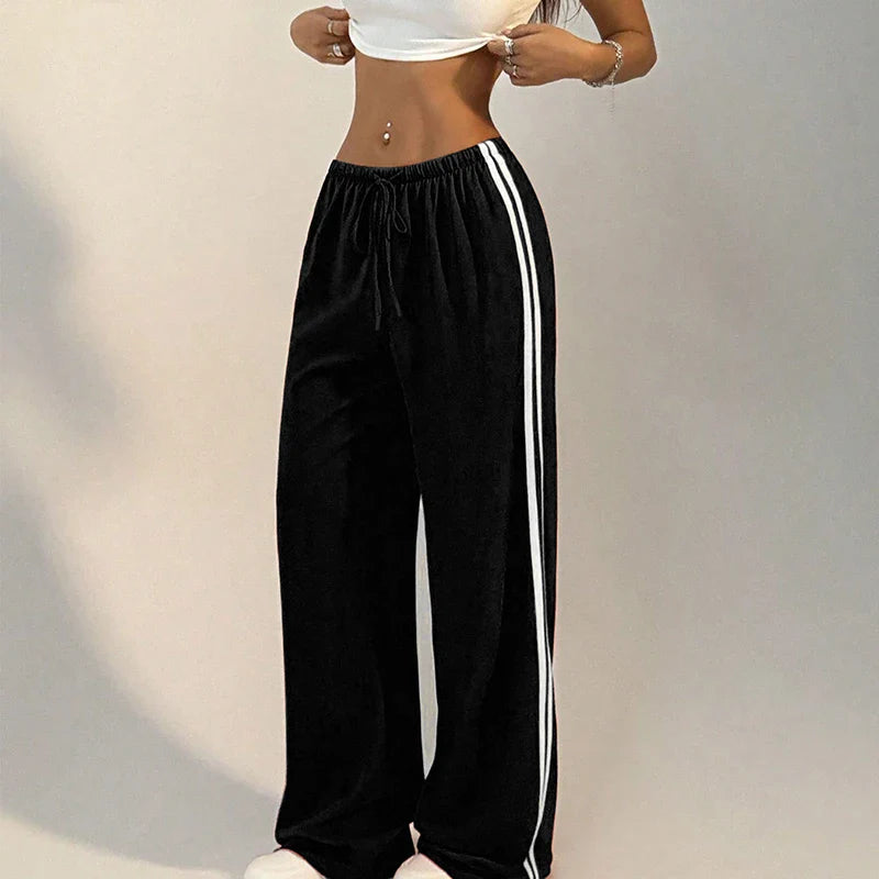 Women’s Striped Drawstring Straight Pants