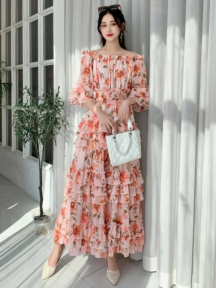 Off Shoulder Chiffon Beach Dress