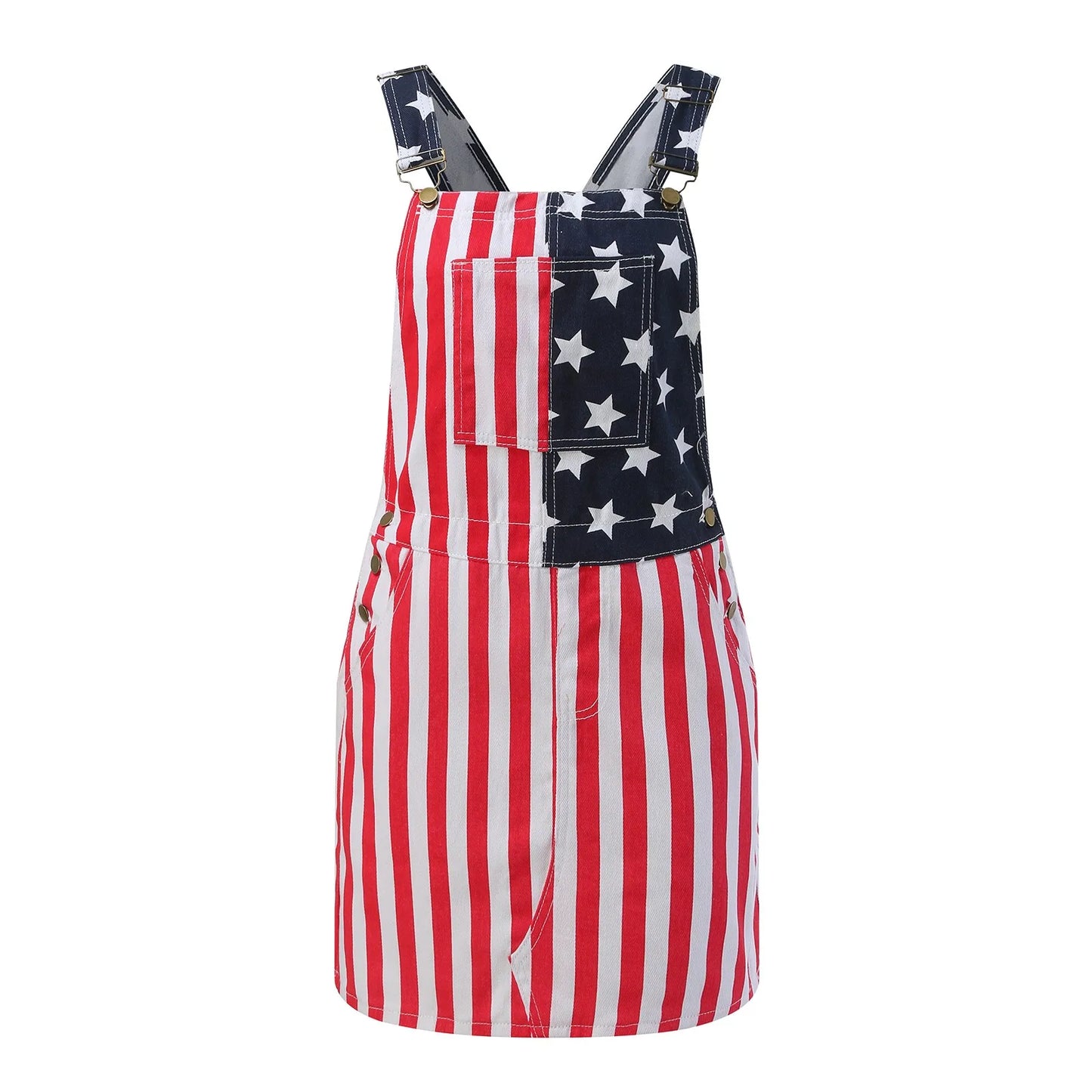 Women American Flag Stripes Romper