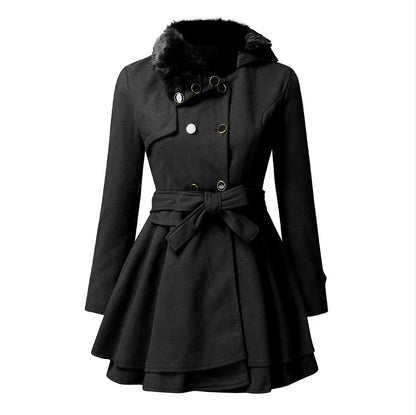 Women Slim Long Tweed Coat