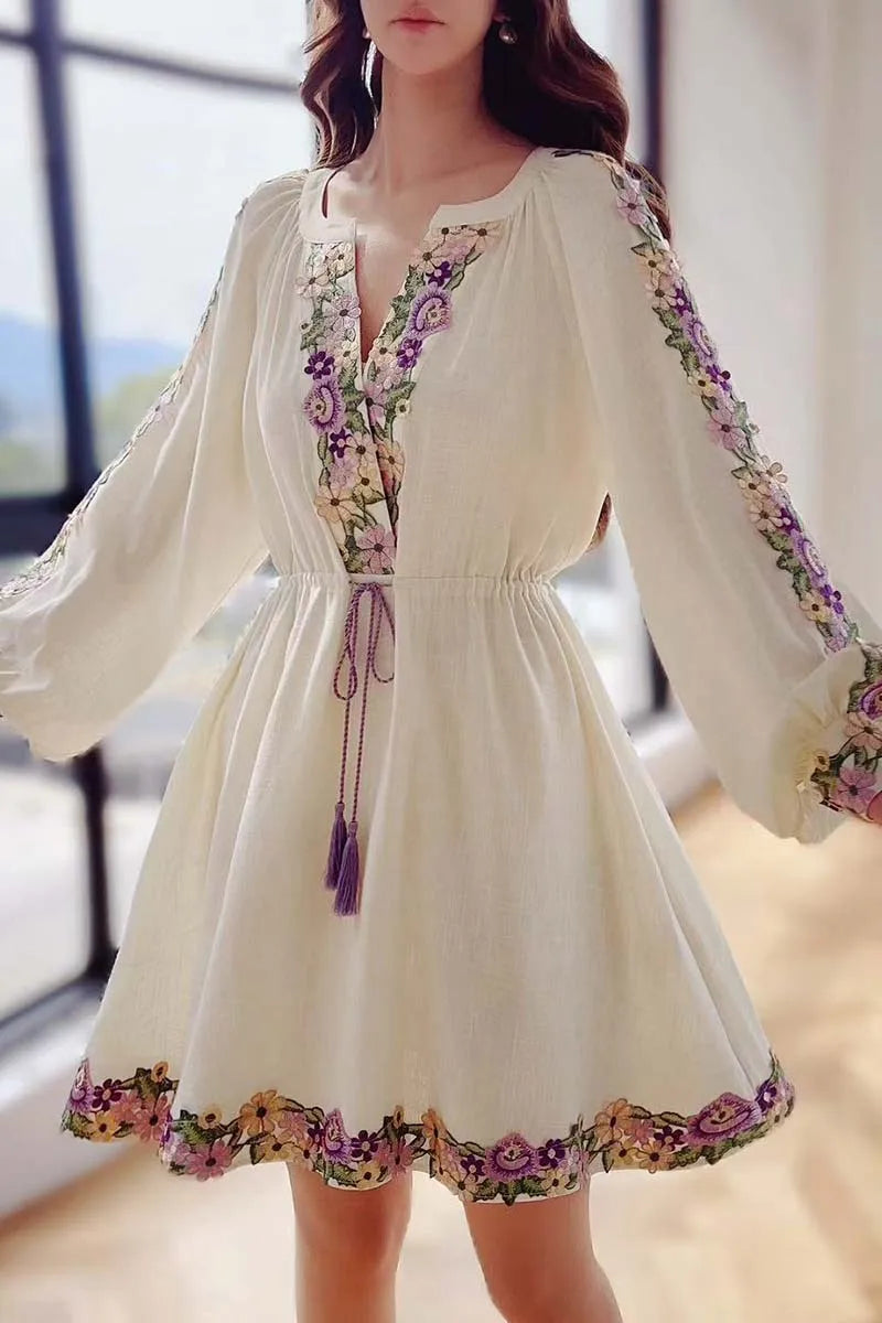 Spring Embroidered Chiffon Dress