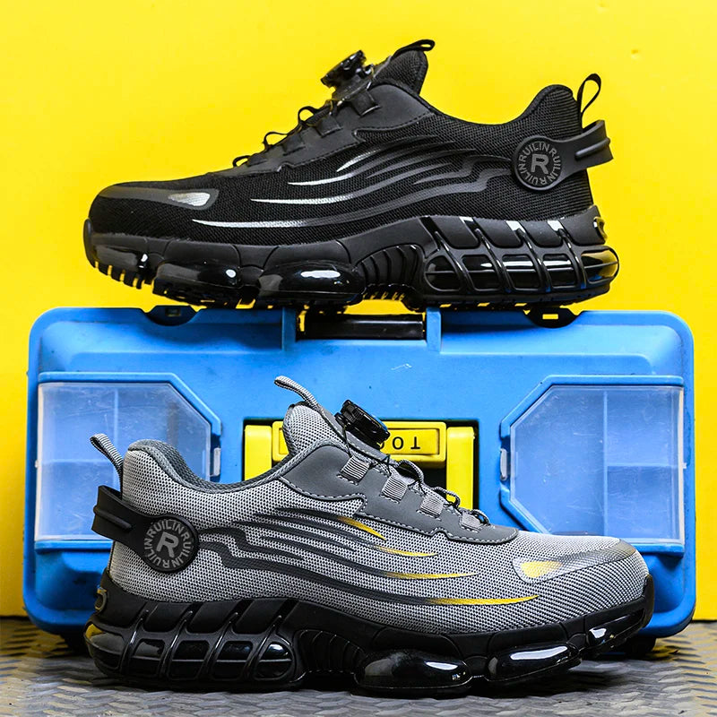Rotating-Button Anti-Smash Safety Shoes