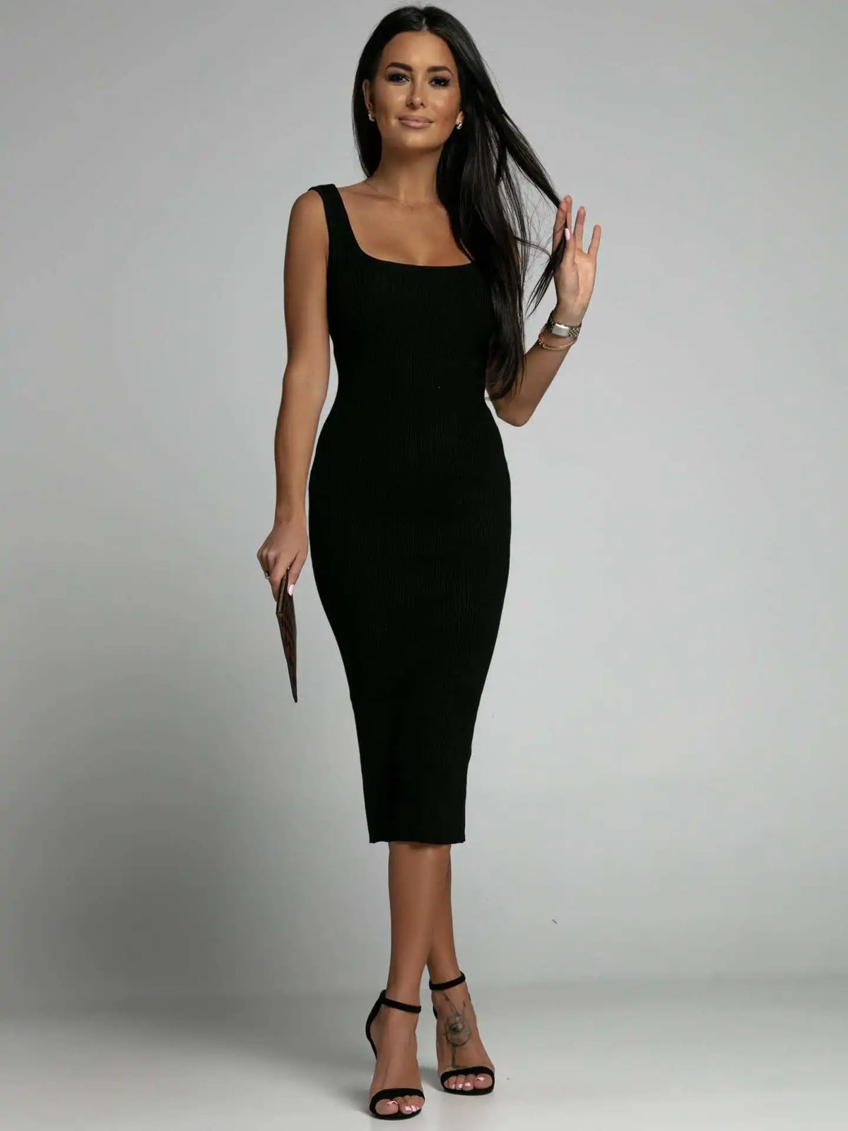 White Ribbed Bandage Midi Dress