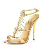 Rhinestone Fish Bone Round Toe