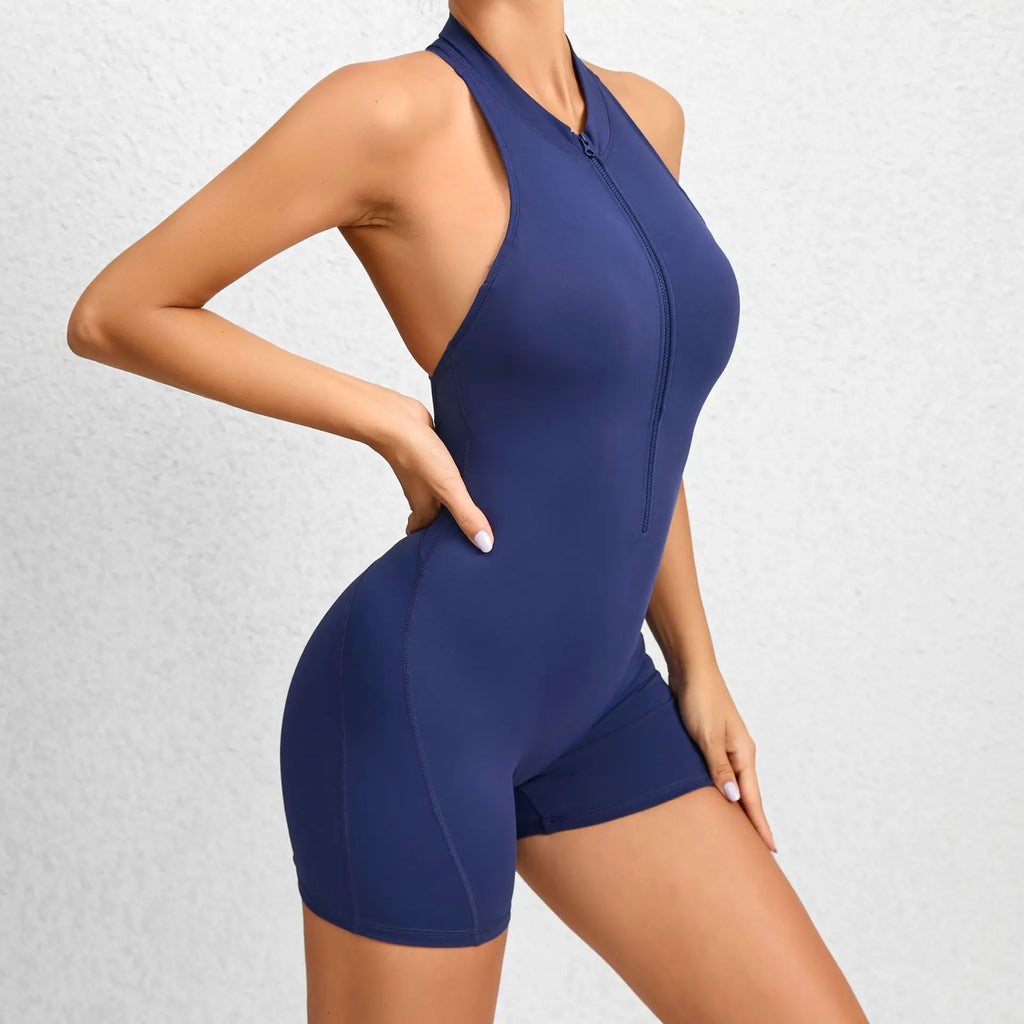 Nylon Patchwork Long Sleeve True-To-Size Fit Sports Jumpsuit