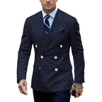 Linen Double-Breasted Slim Tuxedo Blazer