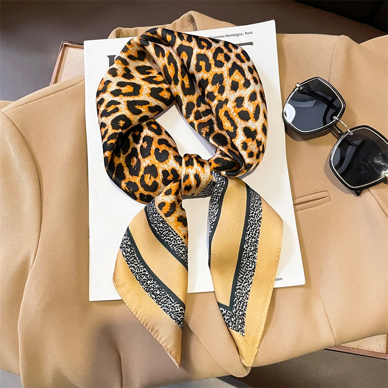Leopard Print Square Headscarf