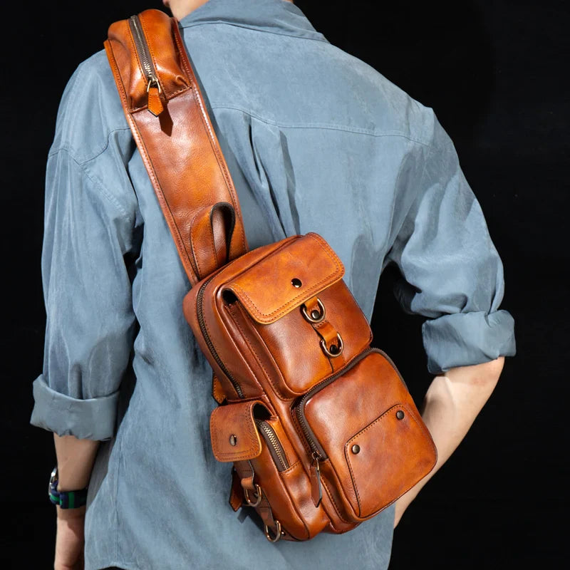 Retro Leather Crossbody Chest Bag