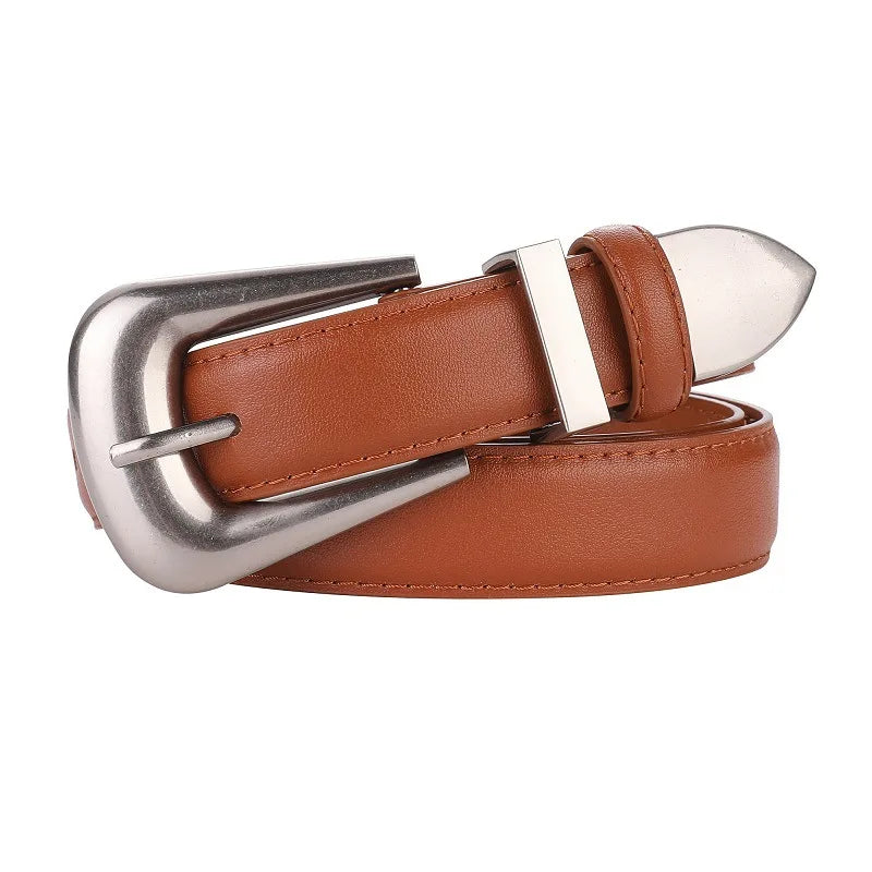 Burgundy Leather Belt with Gold Buckle