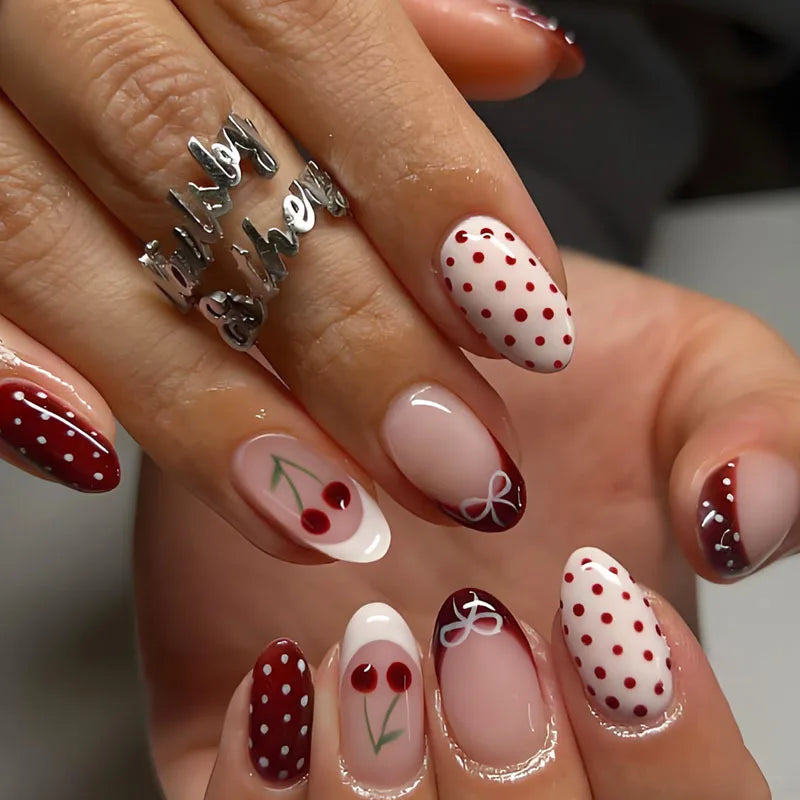 Blue Press Nails Polka Dot