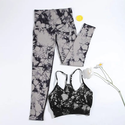 CHRLEISURE 2/3PCS Tie Dye Yoga Set