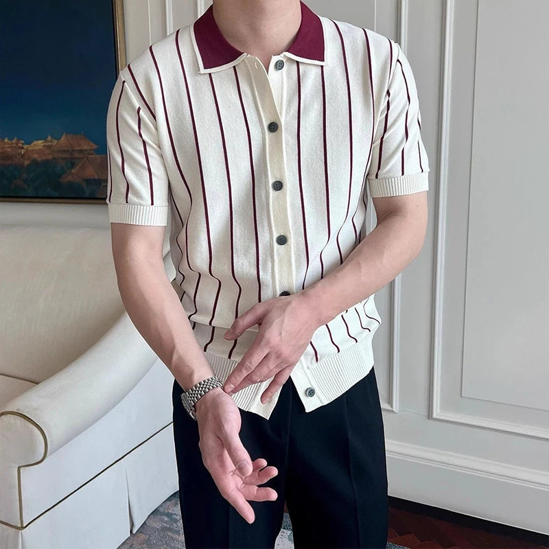 Striped Contrast Polo Shirt