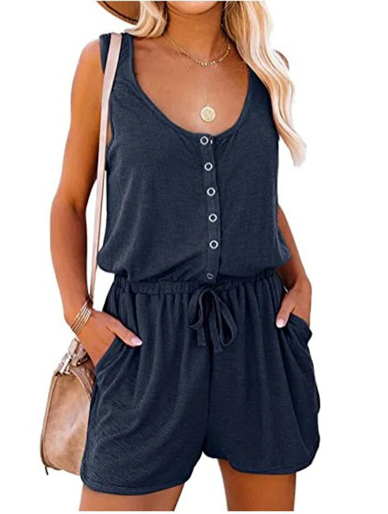 Waist Tie Summer Jumpsuit