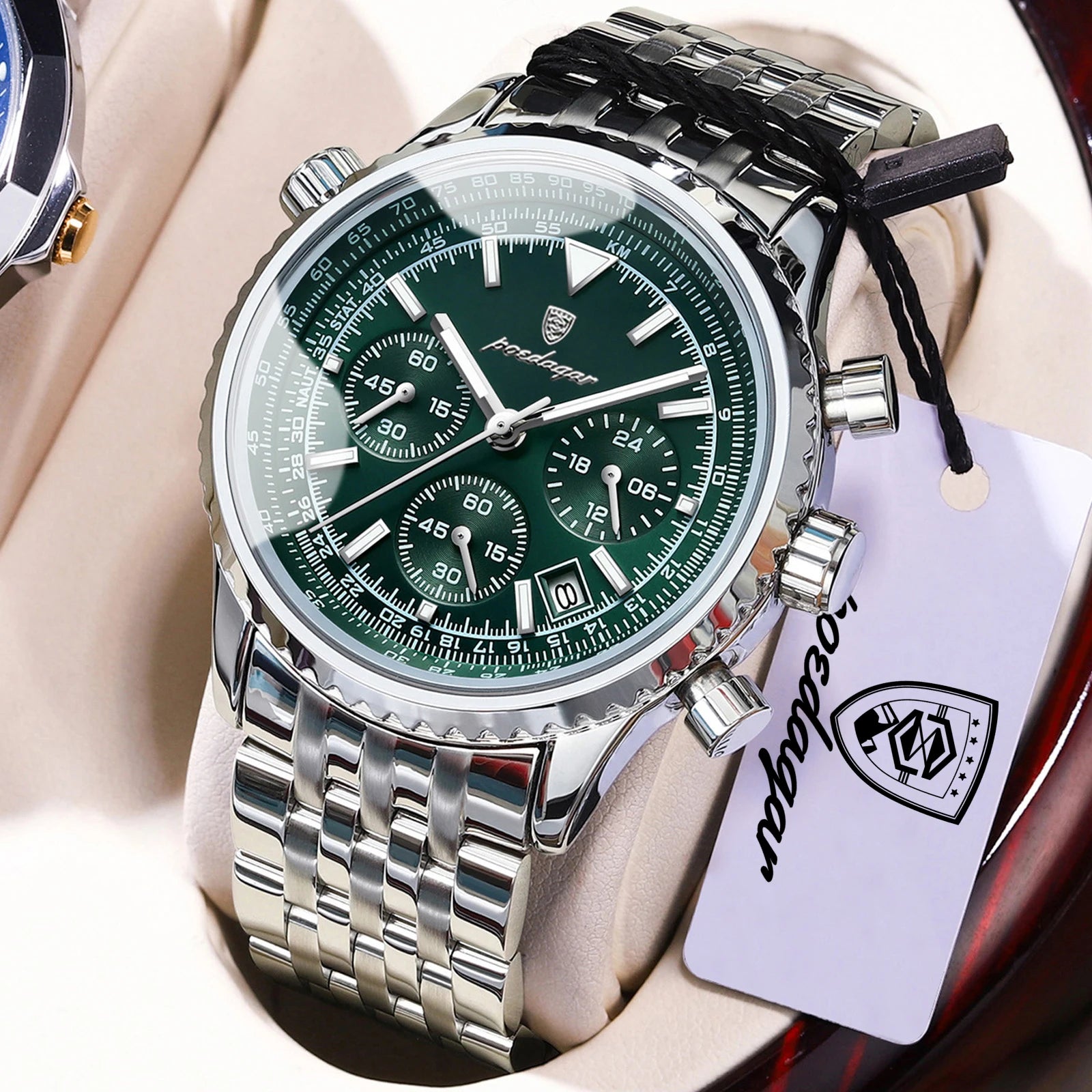 POEDAGAR Business Blue Steel Watch