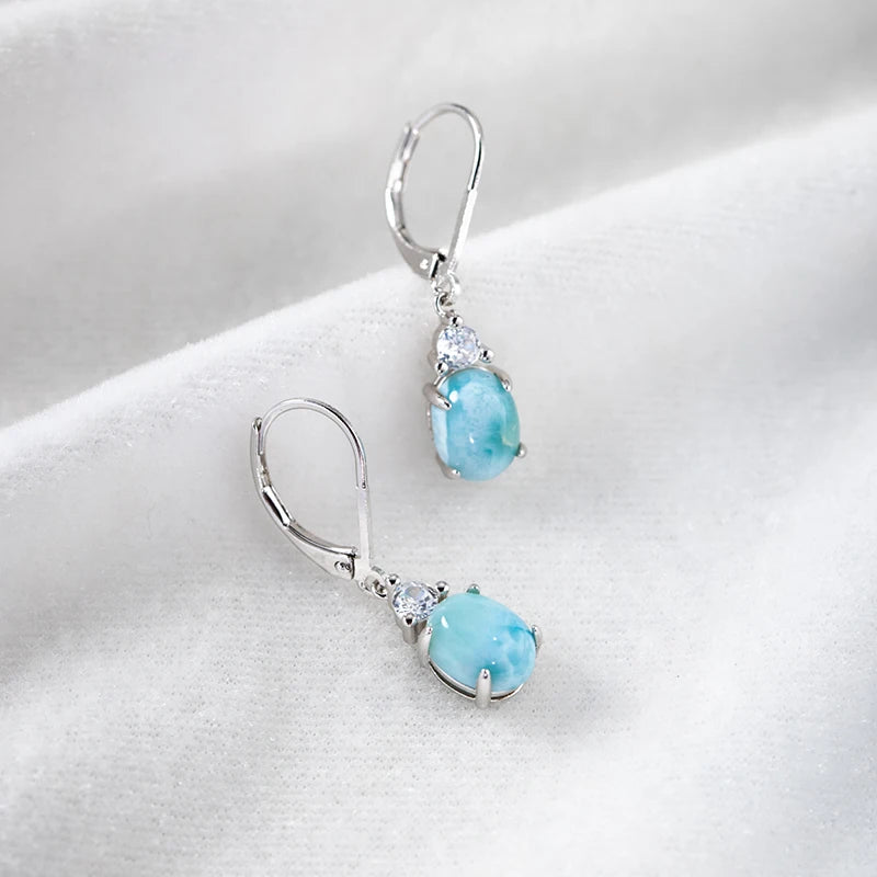 Larimar Silver Drop Earrings