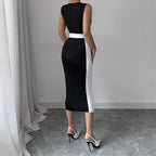 Square Collar Contrast Mini Dress