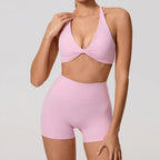 Nylon Solid Long Sleeve Two-Piece Yoga Set