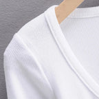 Broadcloth Solid V-Neck True-To-Size Fit Crop Top
