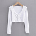Broadcloth Solid V-Neck True-To-Size Fit Crop Top