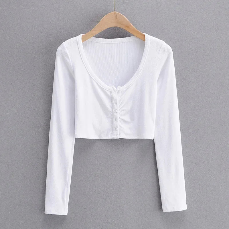 Broadcloth Solid V-Neck True-To-Size Fit Crop Top