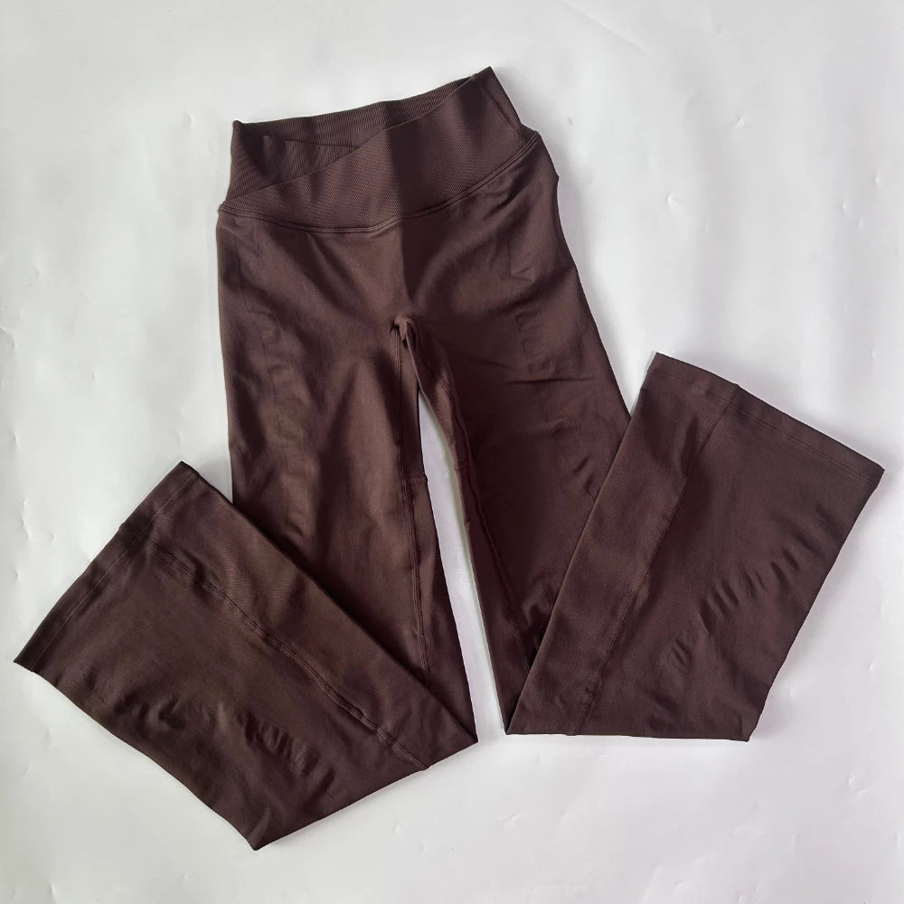 Crossover V-Waist Flared Leggings