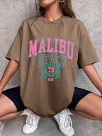 Malibu Beach Letter Print T-Shirt