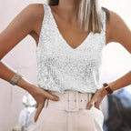 Sequin V-Neck Tank Top
