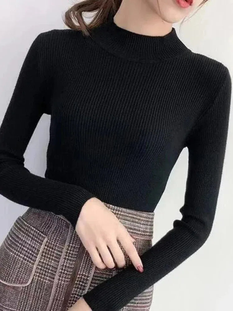 Mock Neck Slim Sweater