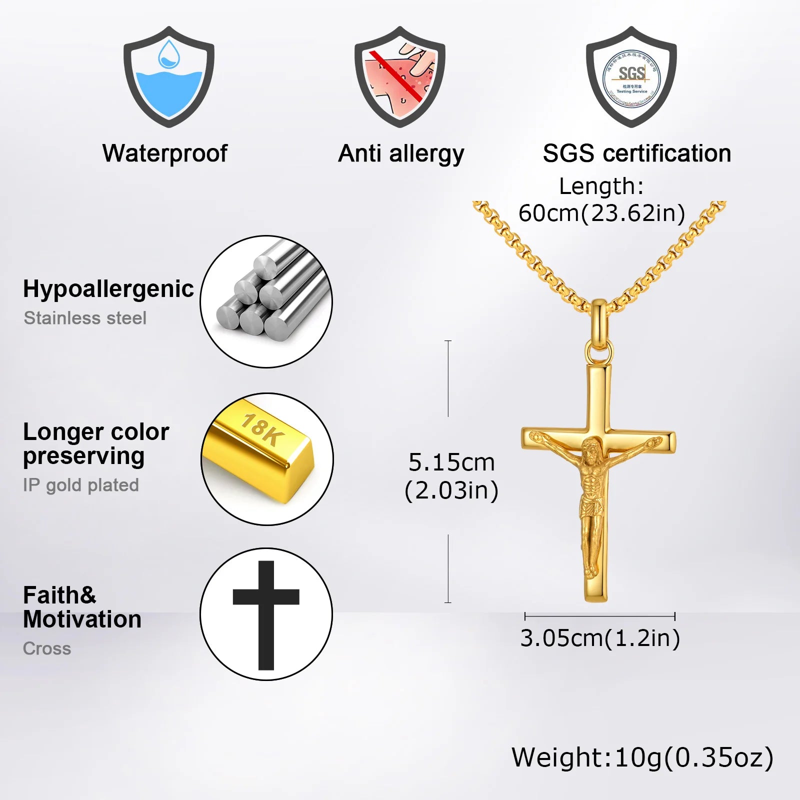 Mprainbow Crucifix Cross Necklace