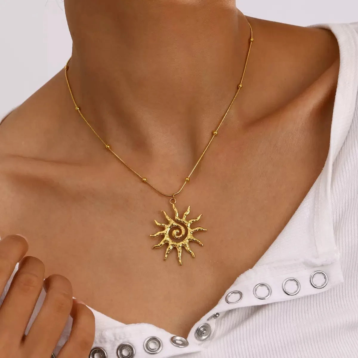 Beaded Pendant Chain Necklace