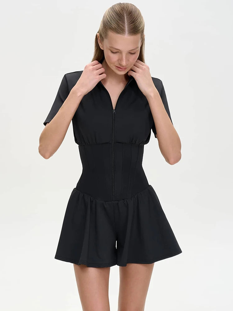 Mozision Sleek Zip-Front Slim Playsuit