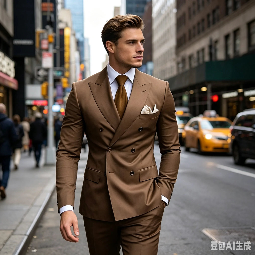 Sage Green Double-Breasted Wedding Suit