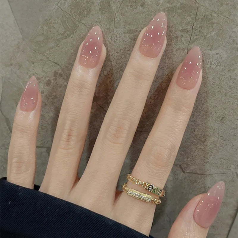 French Tip Fake Nails Almond