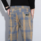 Plaid Check Thick Slim Trousers