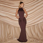 Pleated Halter Bodycon Dress