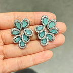 Zircon Leaf Drop Earrings
