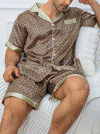 Plaid Lapel Pajama Shorts Set