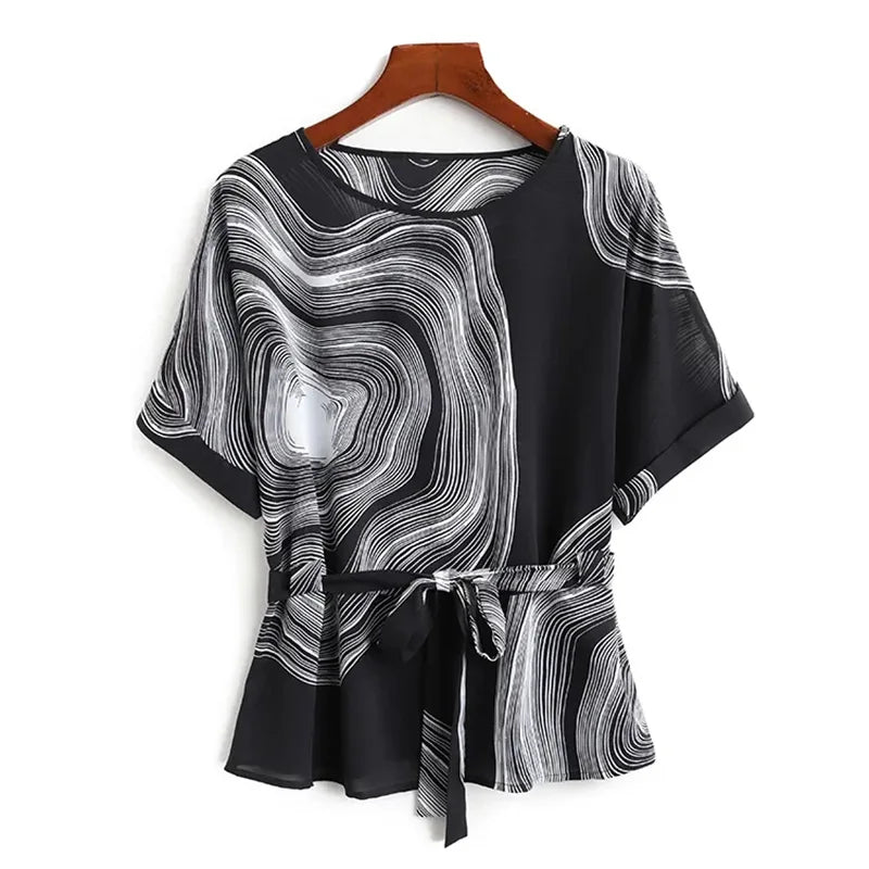Vortex Striped Design Women Shirt