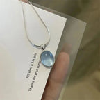 Retro Aquamarine Pendant Necklace