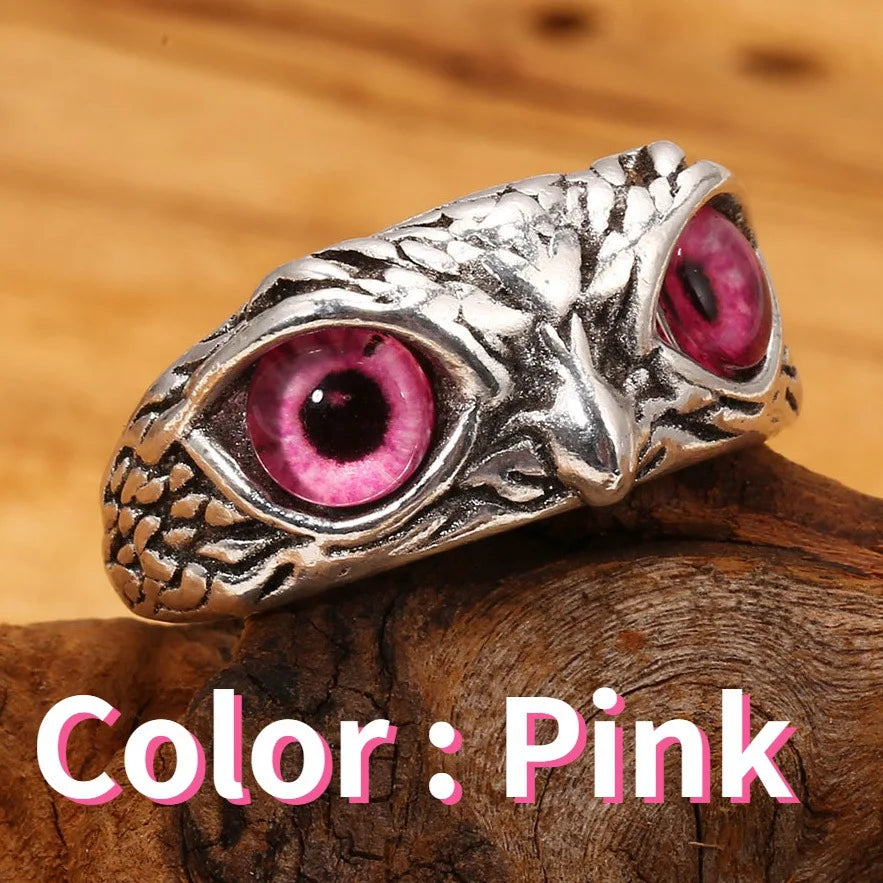 Gothic Owl Charm Ring