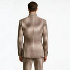 Houndstooth Mandarin-Collar Slim Suit