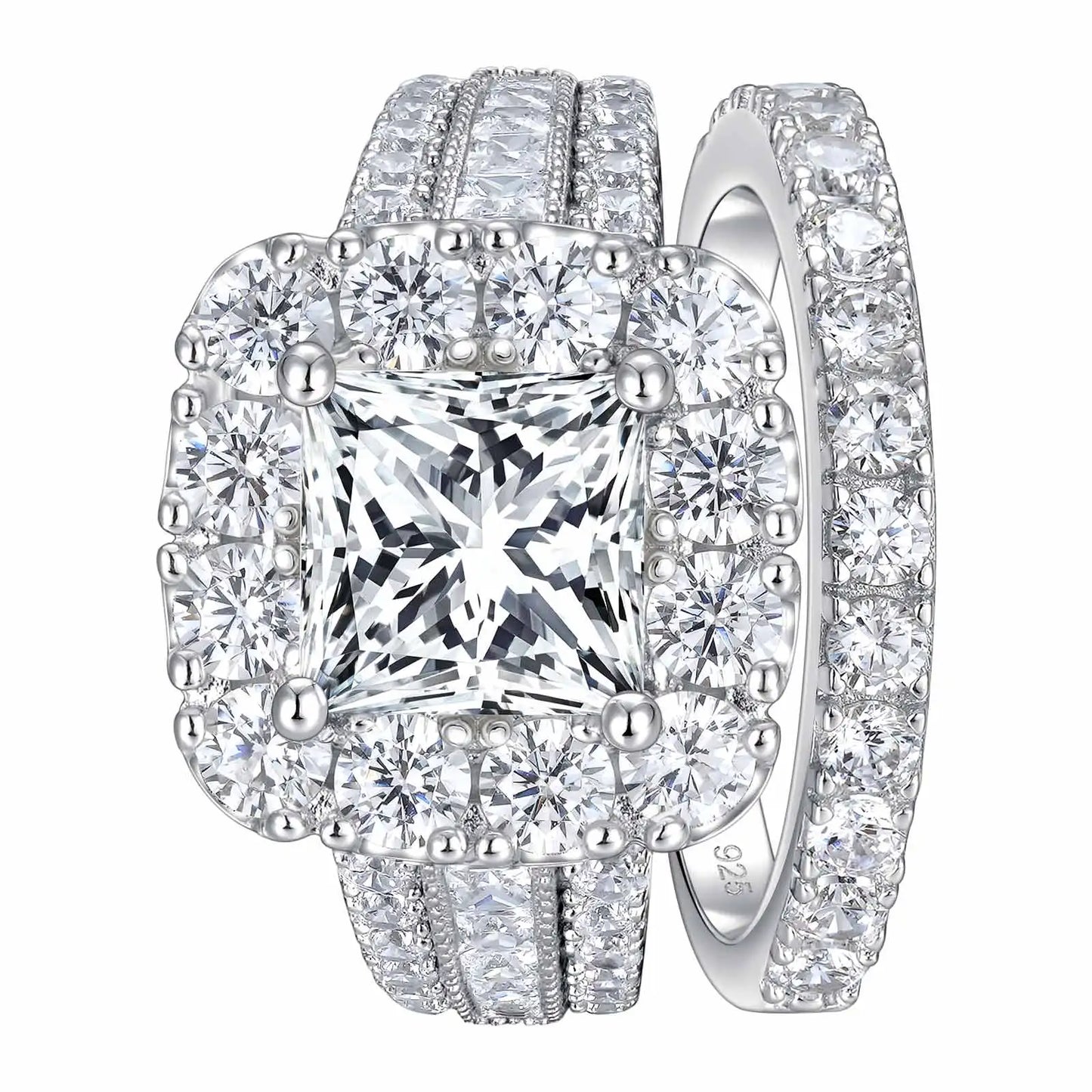 Sterling Silver Wedding Ring Set