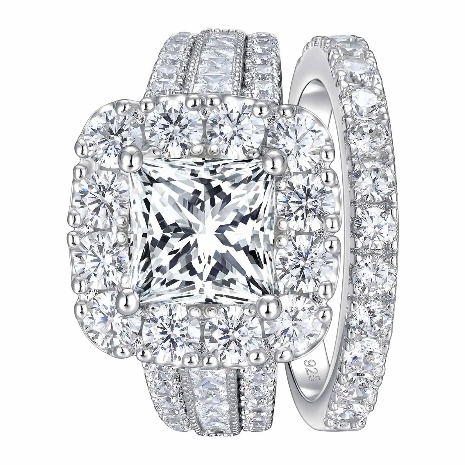 Sterling Silver Wedding Ring Set
