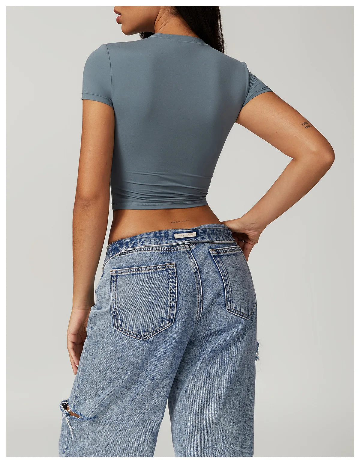 Nylon Short Sleeve True-To-Size Fit Crop Top