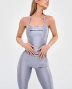 Laminated Solid Pullover Slim Fit Two-Piece Yoga Set