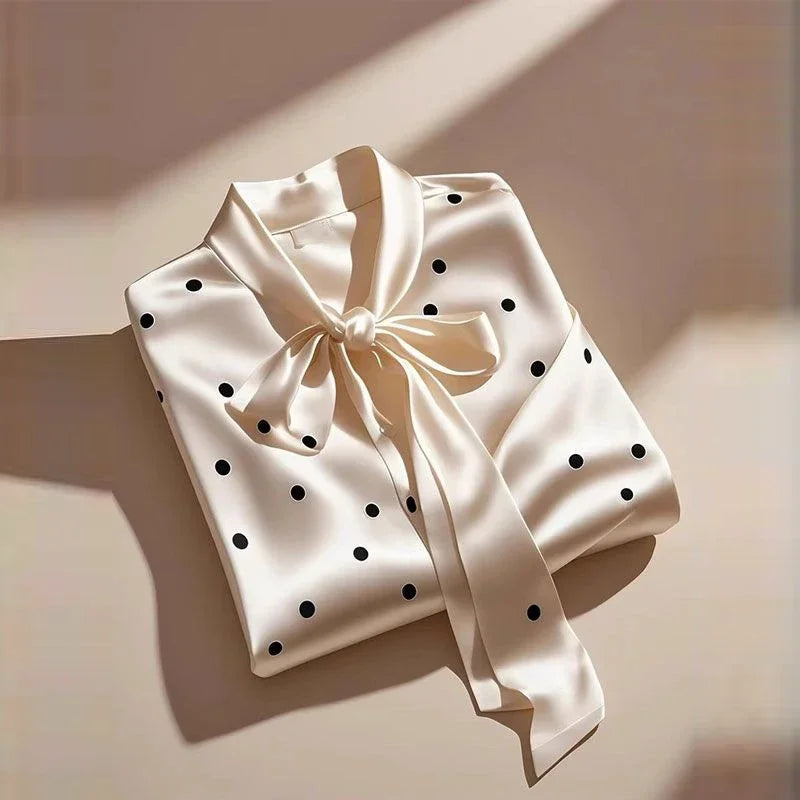 Elegant Satin Polka Blouse